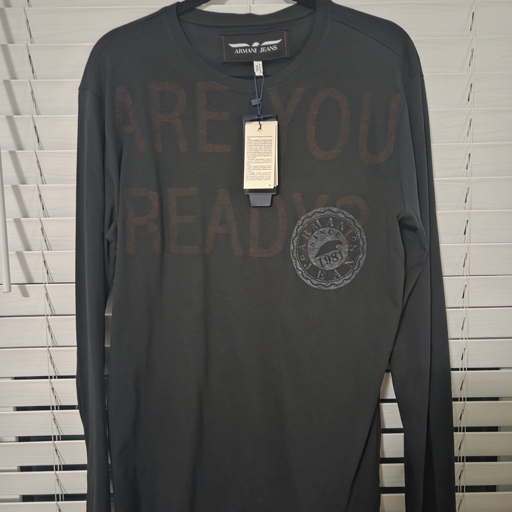 Armani Jeans Men's Dark Gray Long Sleeve Tee